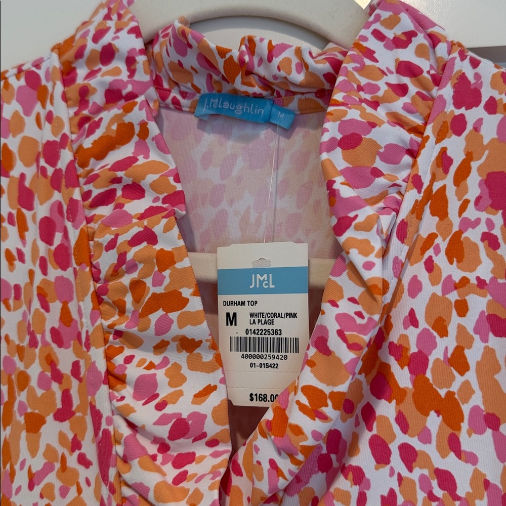 J. McLaughlin Pink and Orange Ruffled Blouse - Picture 2 of 5